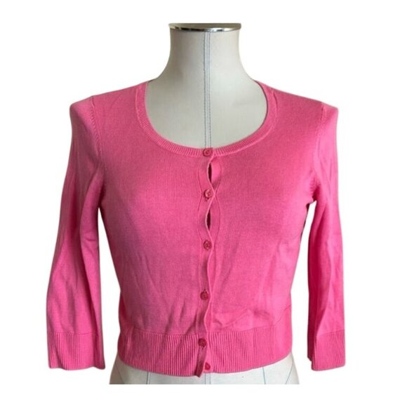 Lilly Pulitzer Womens Pink Cropped Cardigan Sweater Size S Cotton Blend - Picture 1 of 11